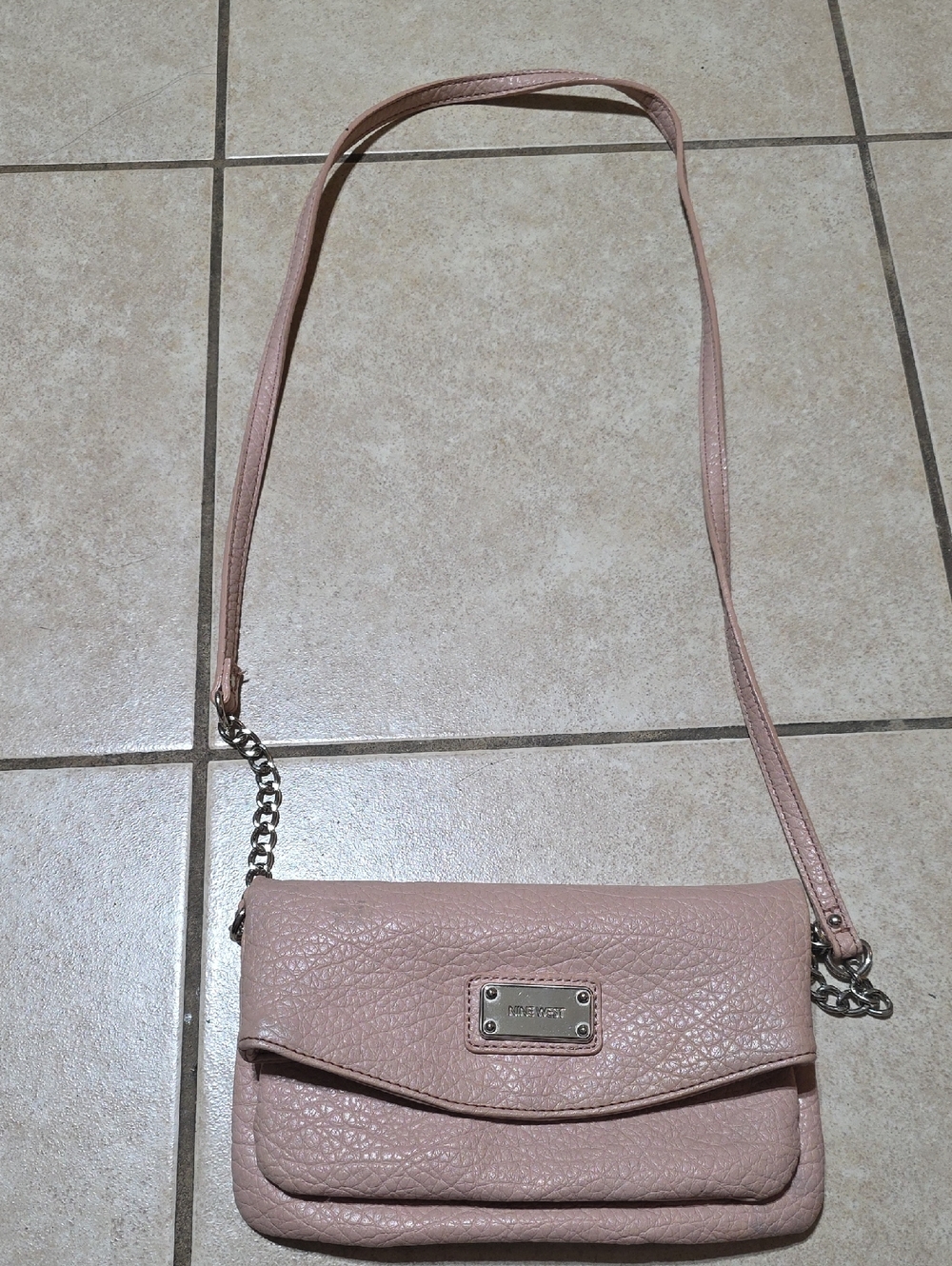 Rebecca Minkoff Dusty Pink Pebbled Leather Crossbody with Chain